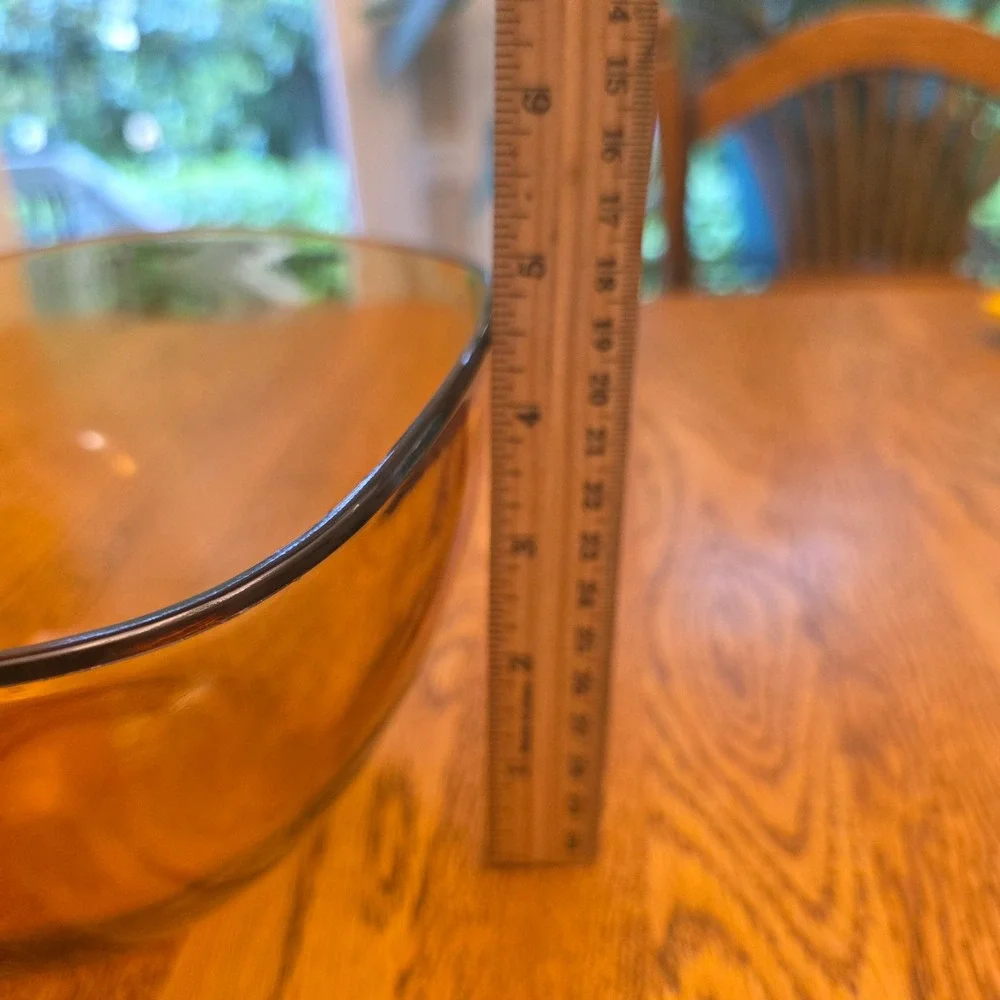 Vereco France Amber Glass Square‎ Serving Bowl Midcentury Vintage Serving Bowl